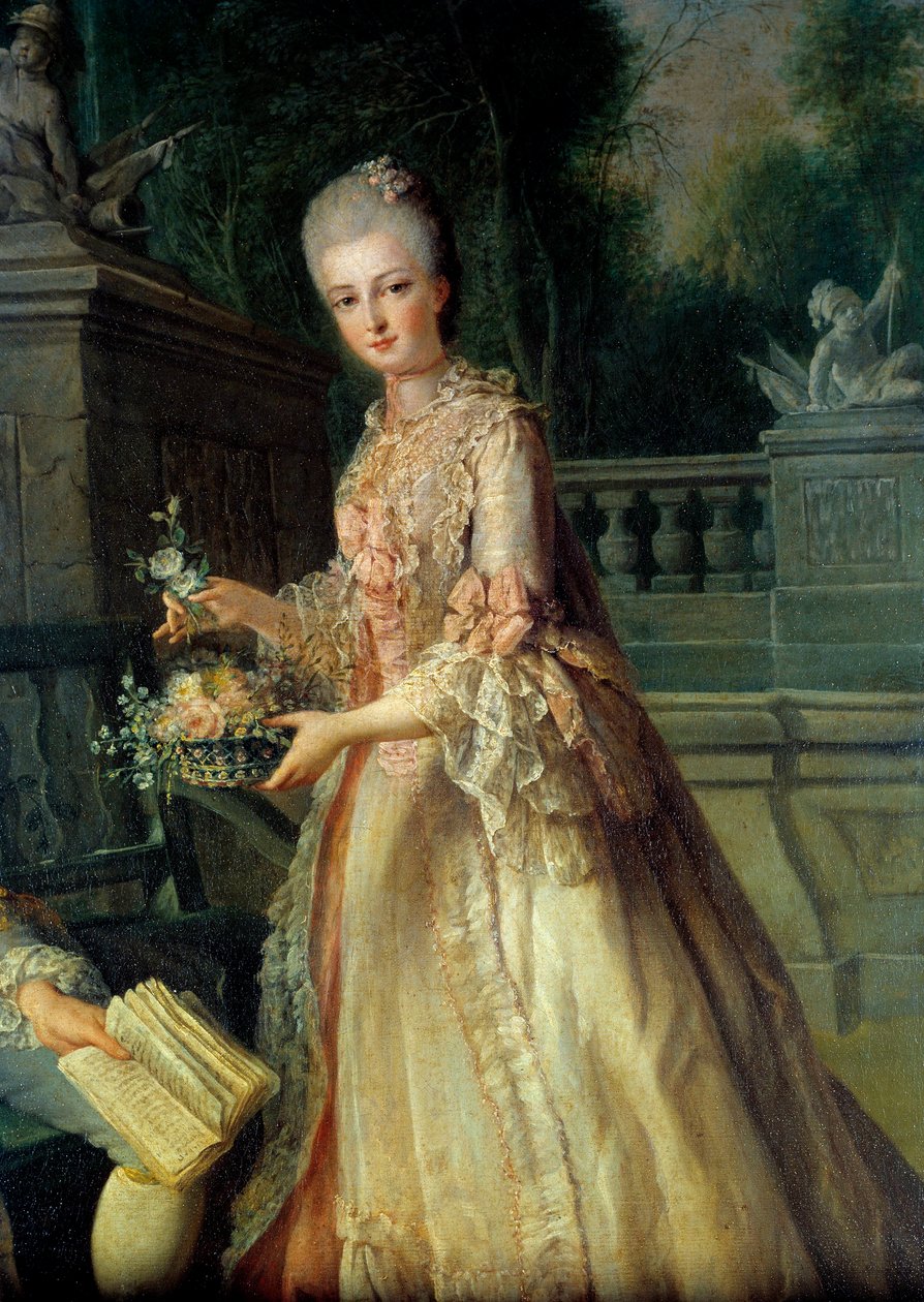 後のオルレアン公爵夫人、ルイーズ・アデレード（1753-1821）の肖像 詳細ジャン・バティスト・シャルパンティエ（1728-1806）の絵画 18世紀 作： ジャン・バプティスト・シャルパンティエ