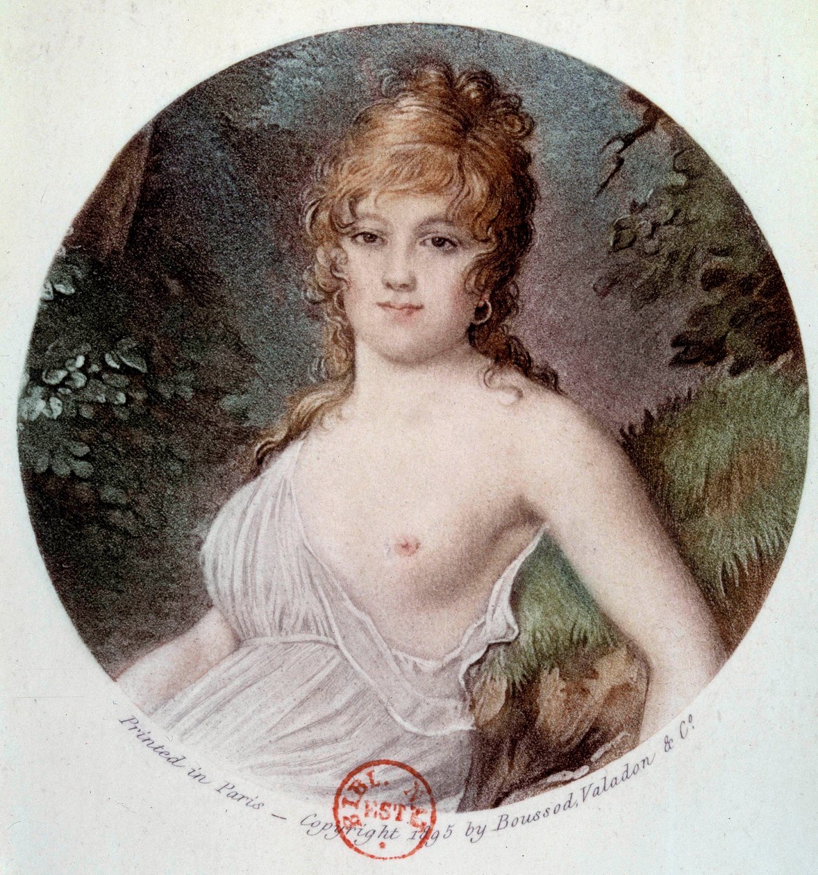 テルミドールのノートルダムと呼ばれるシメイ（1773-1835）のカラマン王女タリアン夫人（旧姓カバルス）の肖像 ジャン＝バティスト・イサベイ（1767-1855）の後のリトグラフ 1895年 パリ、カルナヴァレ美術館 作： ジャン・バプティスト（後）イザベイ