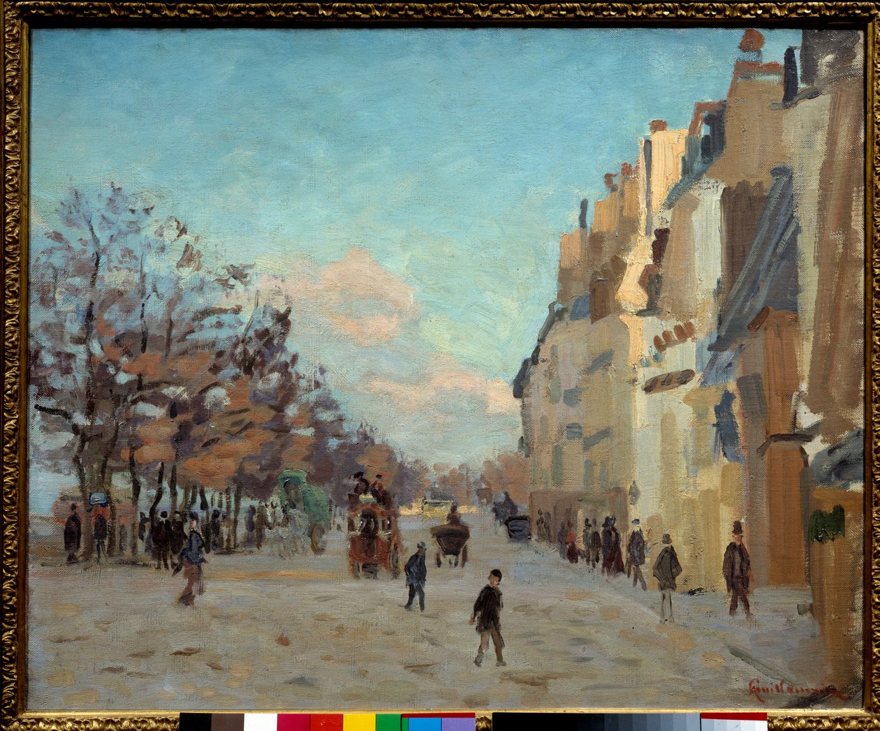 パリの駅の広場、雪の効果 ジャン・バティスト・アルマン・ギヨルミン（1841-1927）の絵画 19世紀 日光 0.5x0.61 m パリ、オルセー美術館 作： ジャン・バプティスト・アルマン・ギヨーミン