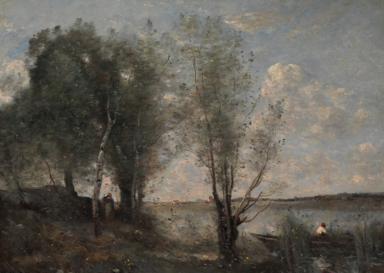 葦の間の船員、ca。 1865 作： ジャン・バプティスト・カミーユ・コロー