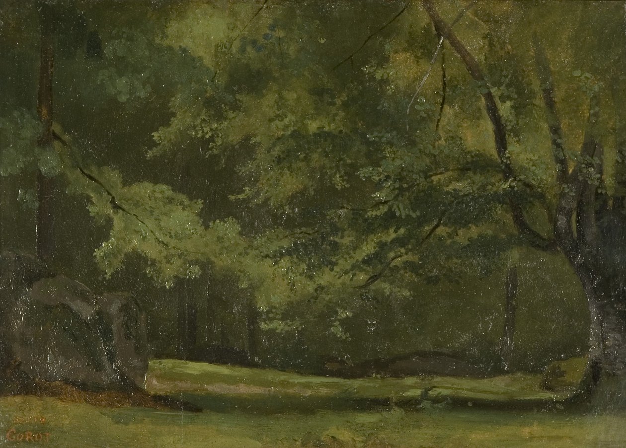 Fontainebleau-森の中、c。 1823-24 作： ジャン・バプティスト・カミーユ・コロー