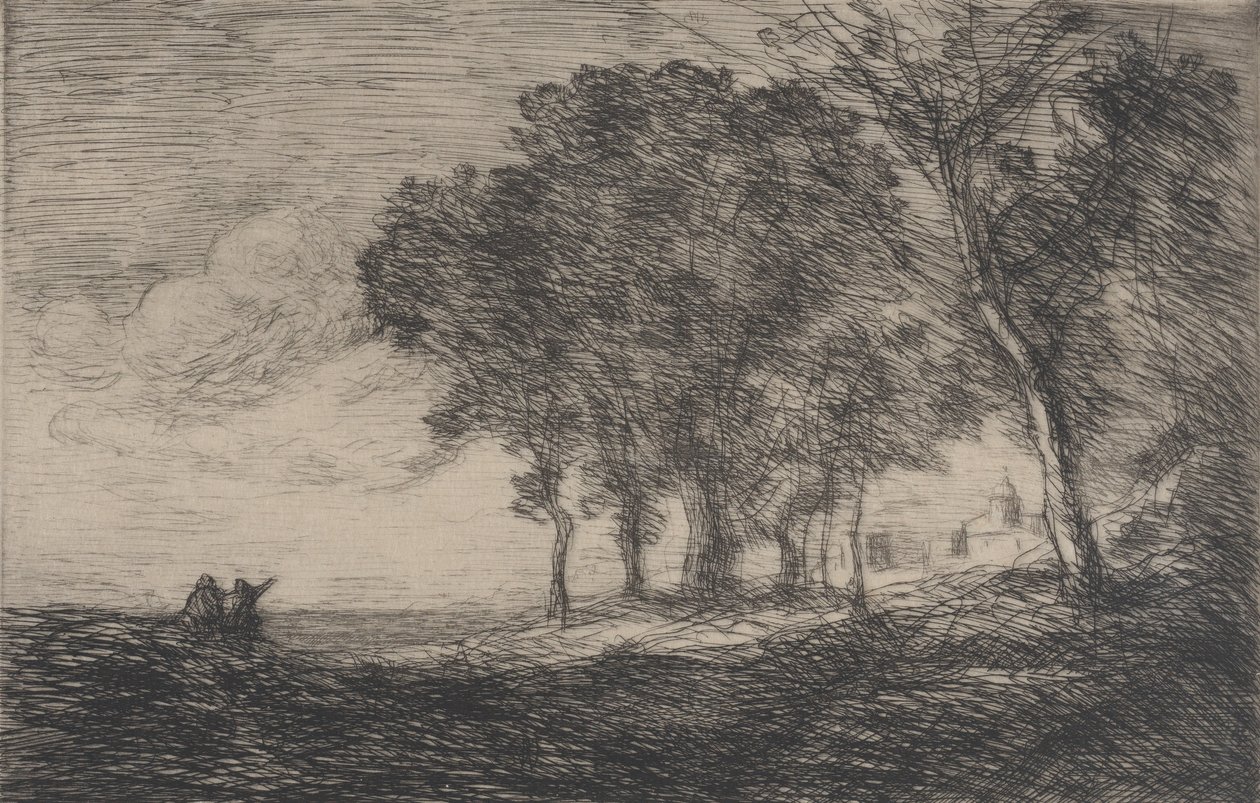 イタリアの風景 イタリアの風景、カリフォルニア州。 1865年。 作： ジャン・バプティスト・カミーユ・コロー