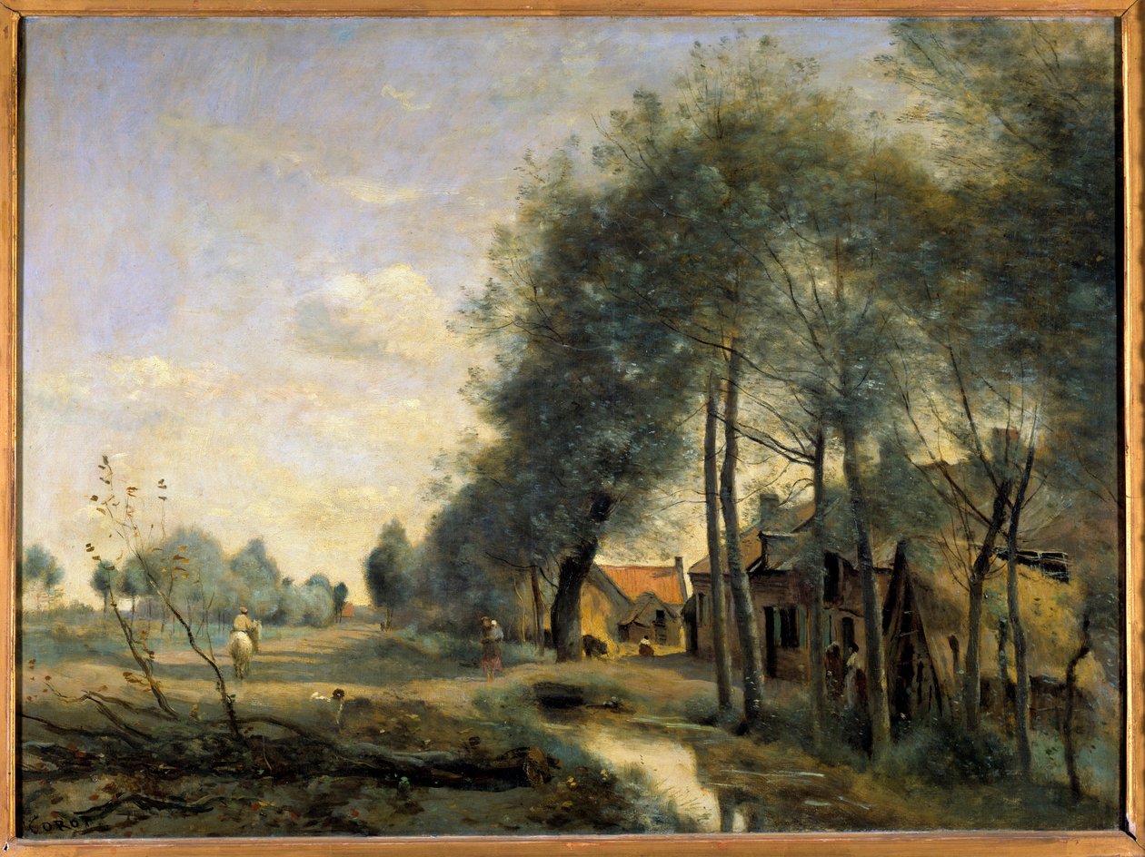 La route de Sin le Noble, near DouaiPainting by Camille Corot (1796-1875) 19th century Sun.0.6×0.81メートル 作： ジャン・バプティスト・カミーユ・コロー