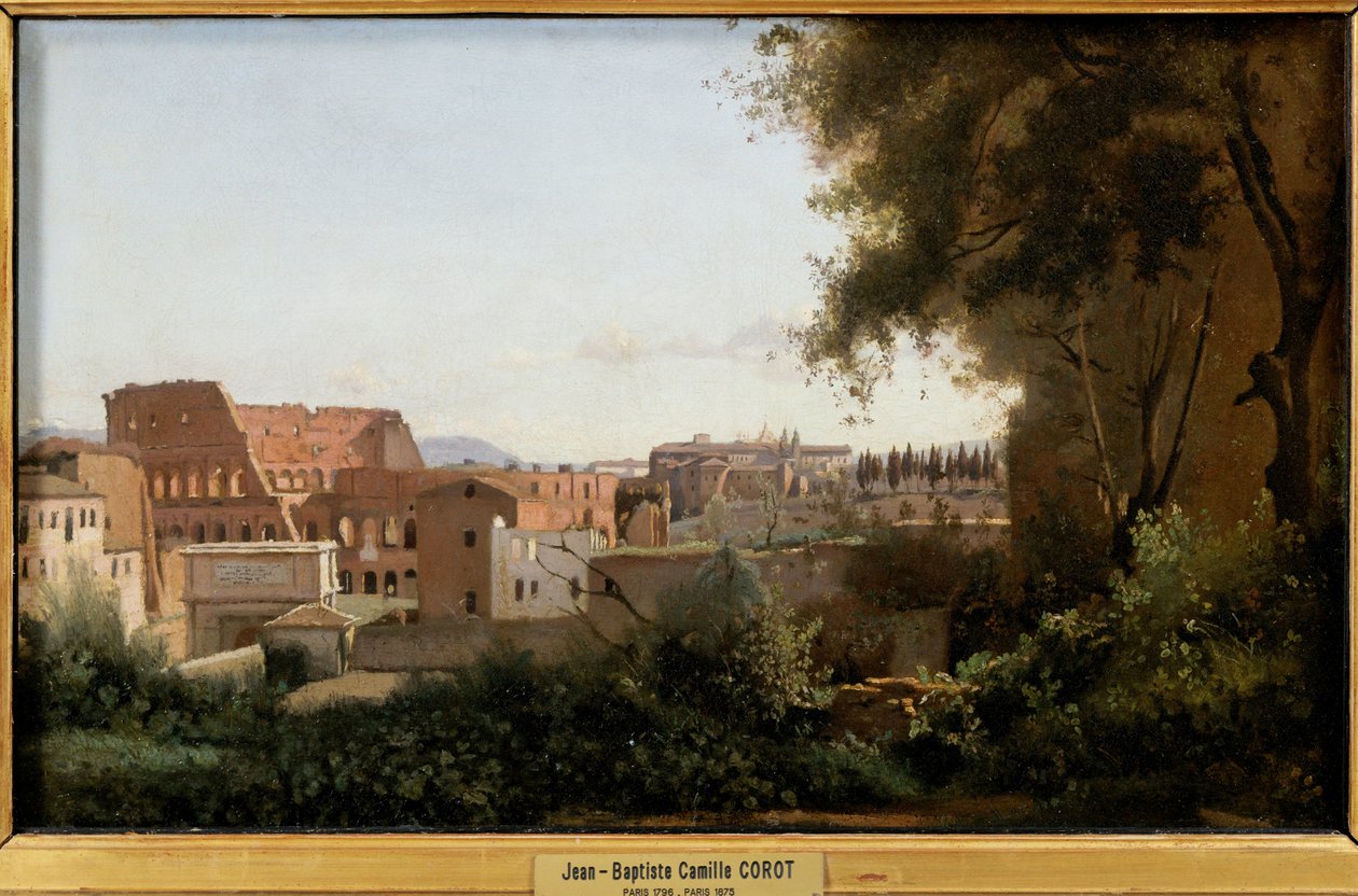 Le Colisee vu des jardins Farnese - ファルネーゼ庭園から見たコロッセオ ... 作： ジャン・バプティスト・カミーユ・コロー