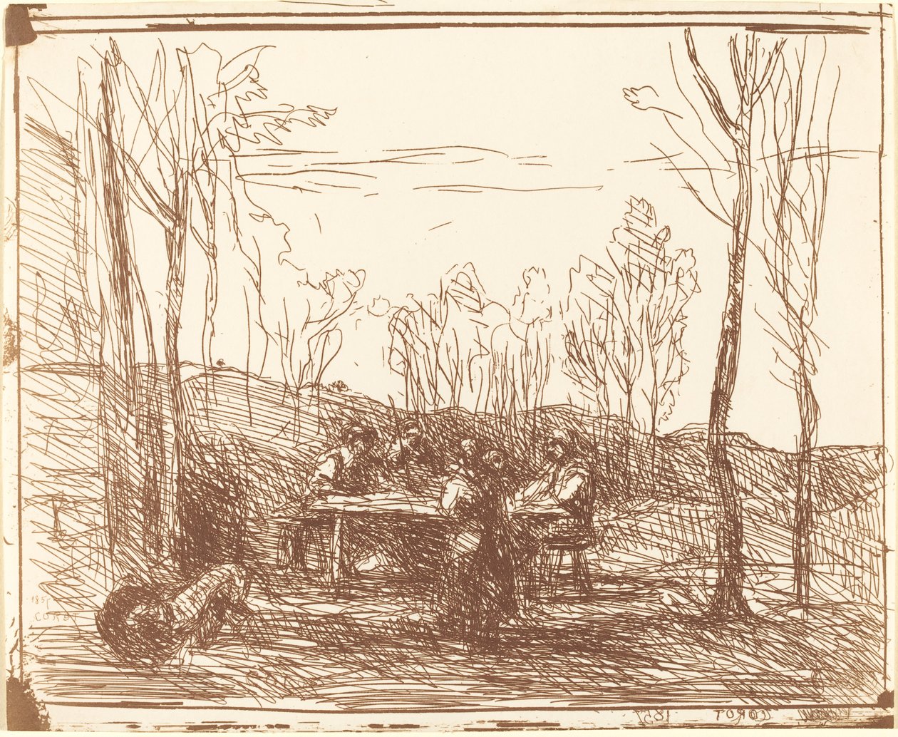 空き地での昼食会 空き地での昼食会、1857 年。 作： ジャン・バプティスト・カミーユ・コロー