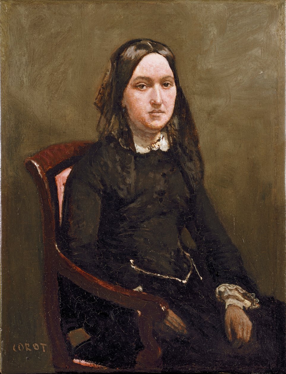 Mme Bison, 1852 作： ジャン・バプティスト・カミーユ・コロー