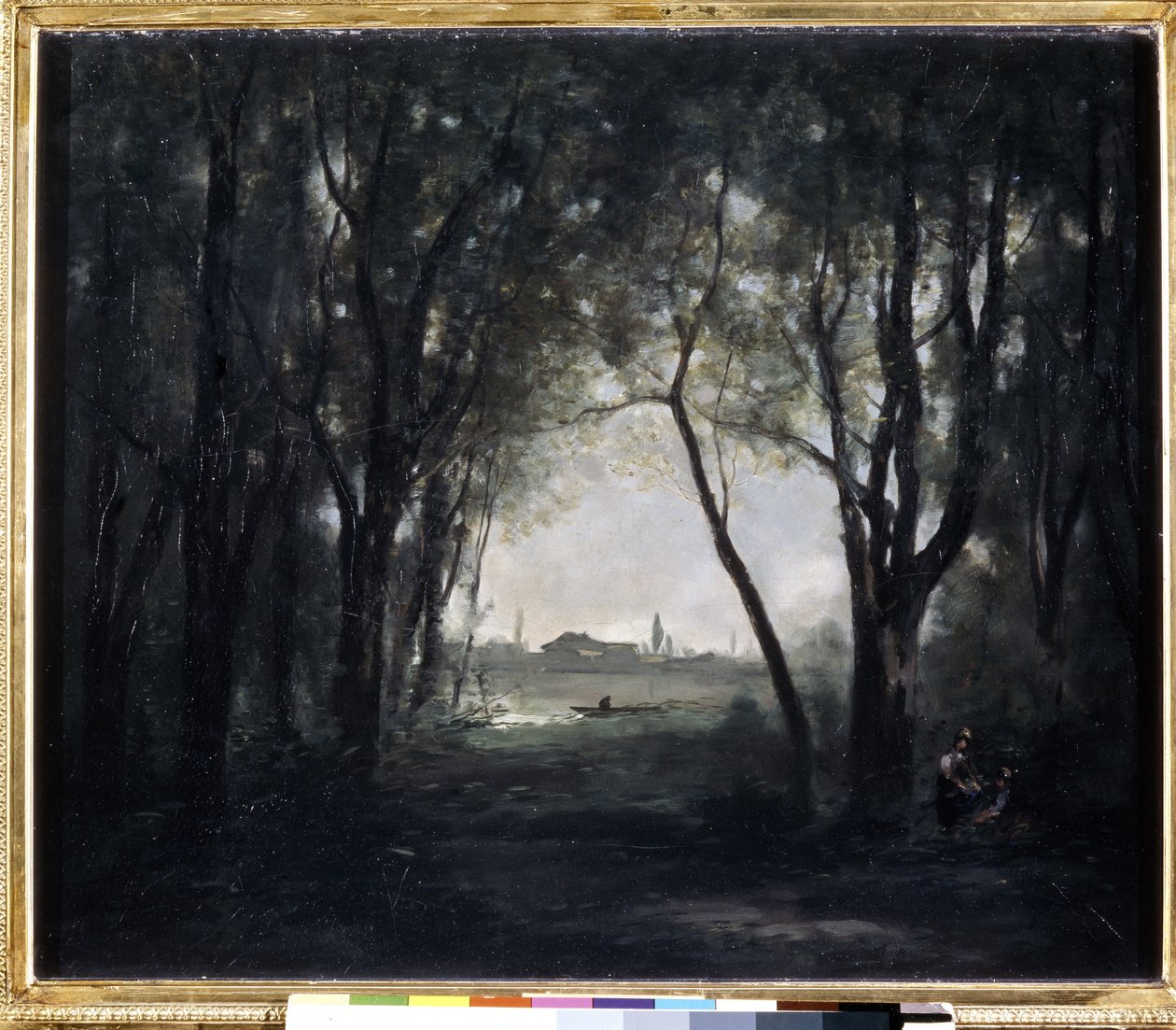 ""Paysage au lac" (湖のある風景) カミーユ・コロー作 (1796-1875) 1865-1873 Dim. 53x65.5 cm エルミタージュ美術館、サンクトペテルブルク (サンクトペテルブルク) 作： ジャン・バプティスト・カミーユ・コロー