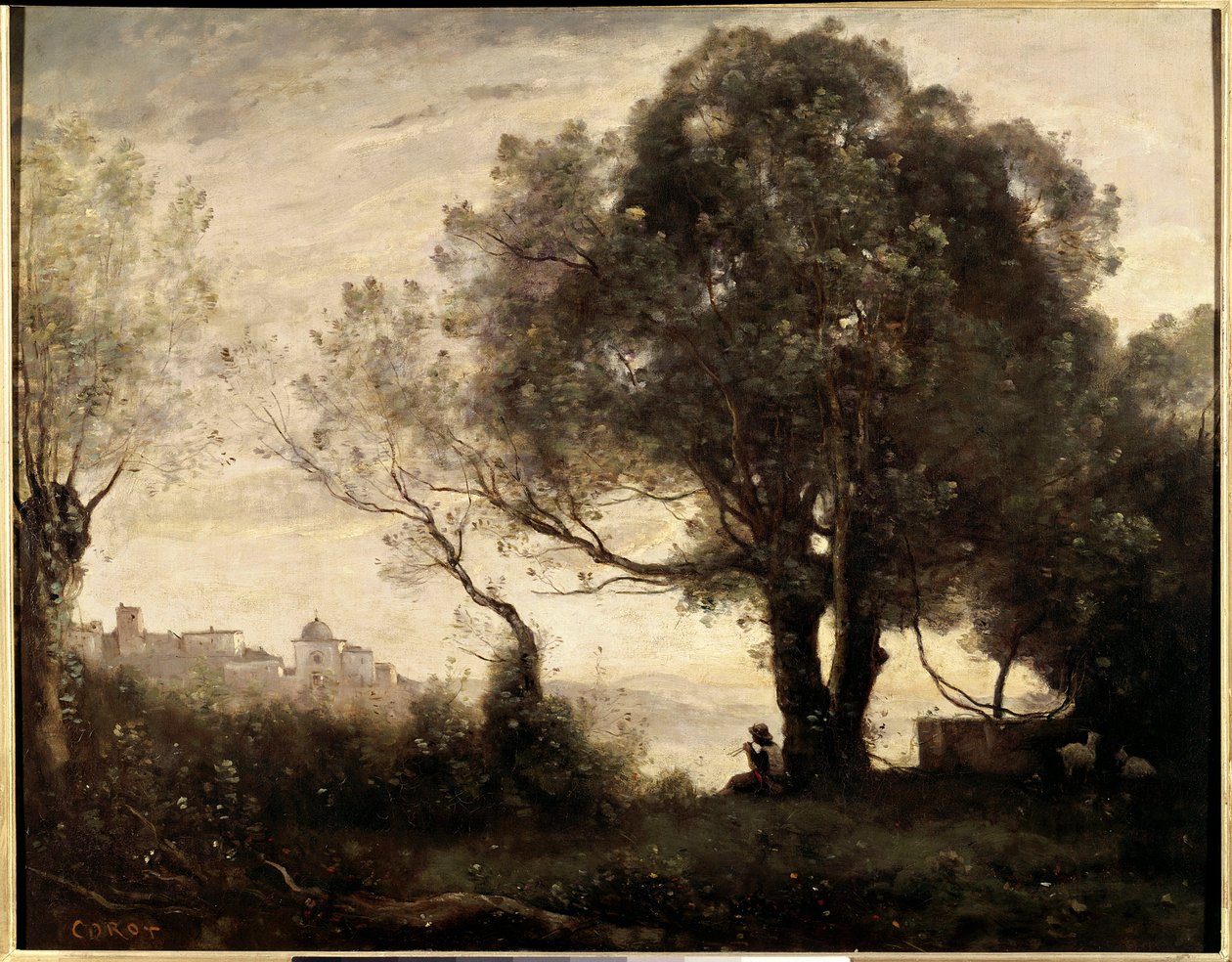 イタリア・カステルゴンドルフォのお土産 ジャン・バティスト(Jean Baptiste) カミーユ・コロー(1796-1875)の絵画 19世紀 日。0,65 X 0,81 m パリ、ルーヴル美術館 作： ジャン・バプティスト・カミーユ・コロー