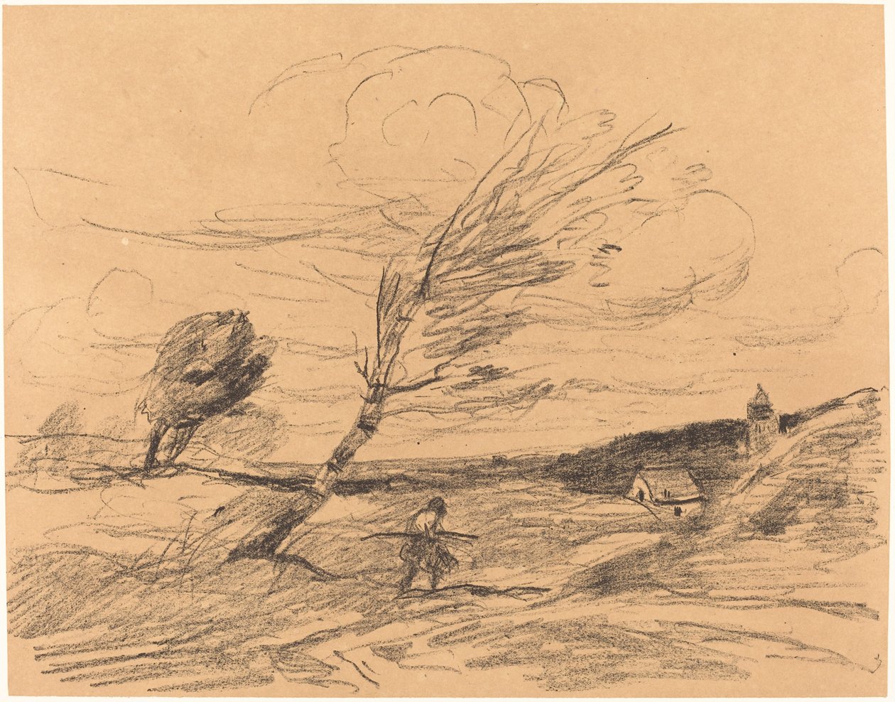 突風 Le Coup de vent』1871年。 作： ジャン・バプティスト・カミーユ・コロー
