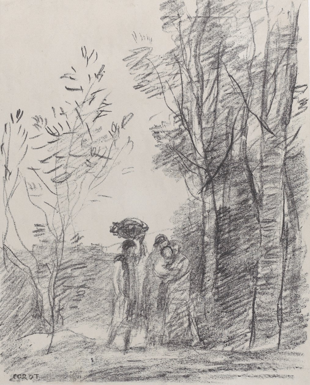 木立の中での出会い La Rencontre au bosquet, 1871. 作： ジャン・バプティスト・カミーユ・コロー