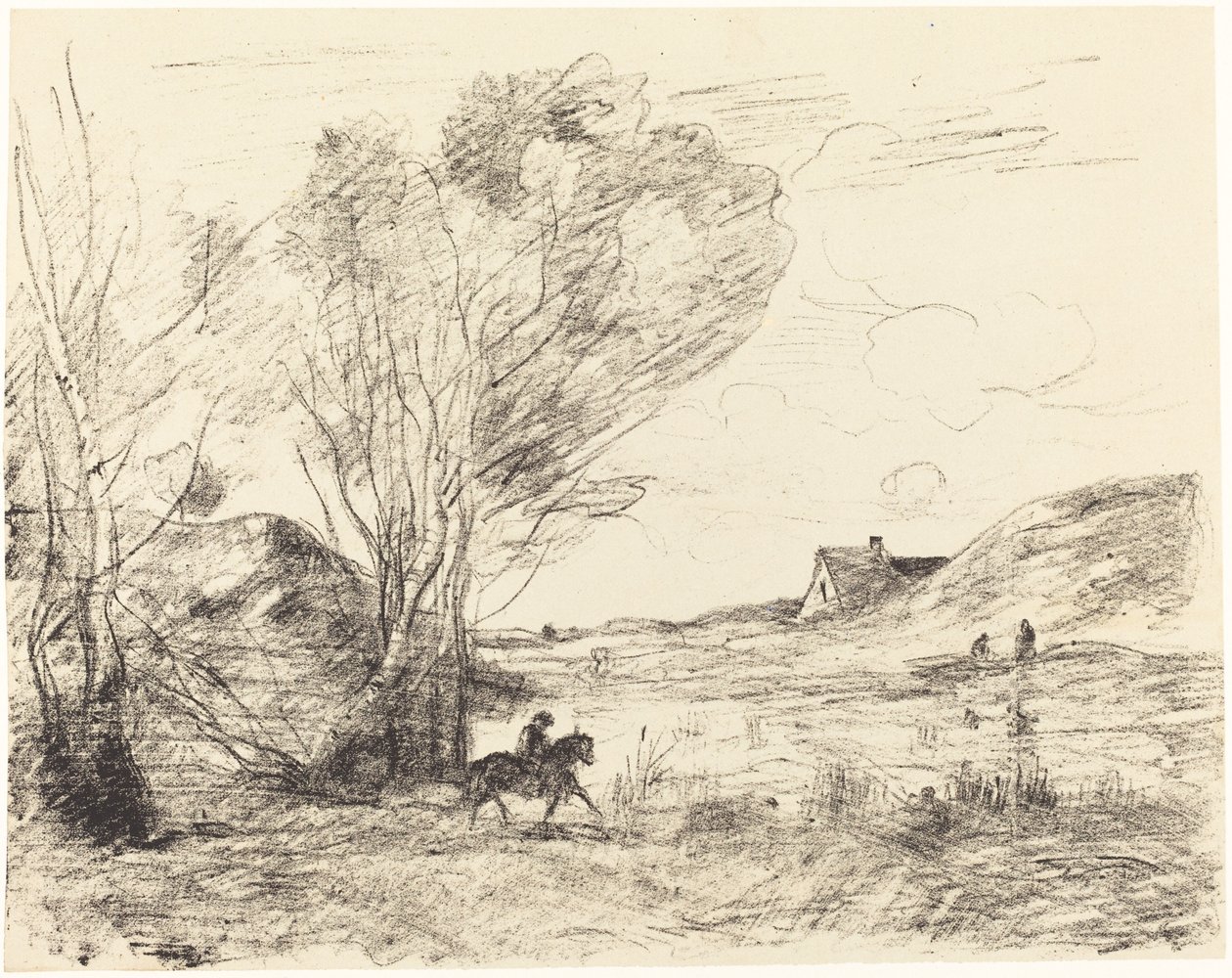 The Rider in the Reeds Le Cavalier dans les roseaux』1871年。 作： ジャン・バプティスト・カミーユ・コロー