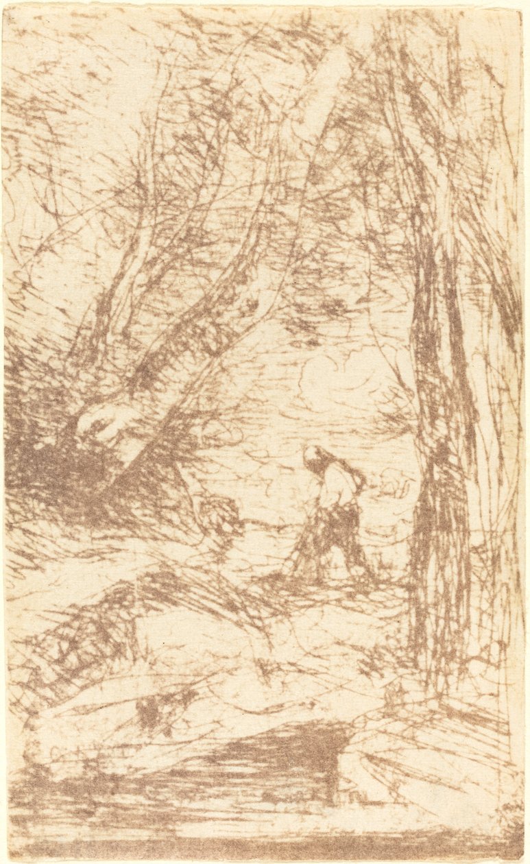 レンブラントの木こり」 Le Bucheron de Rembrandt, 1853年。 作： ジャン・バプティスト・カミーユ・コロー