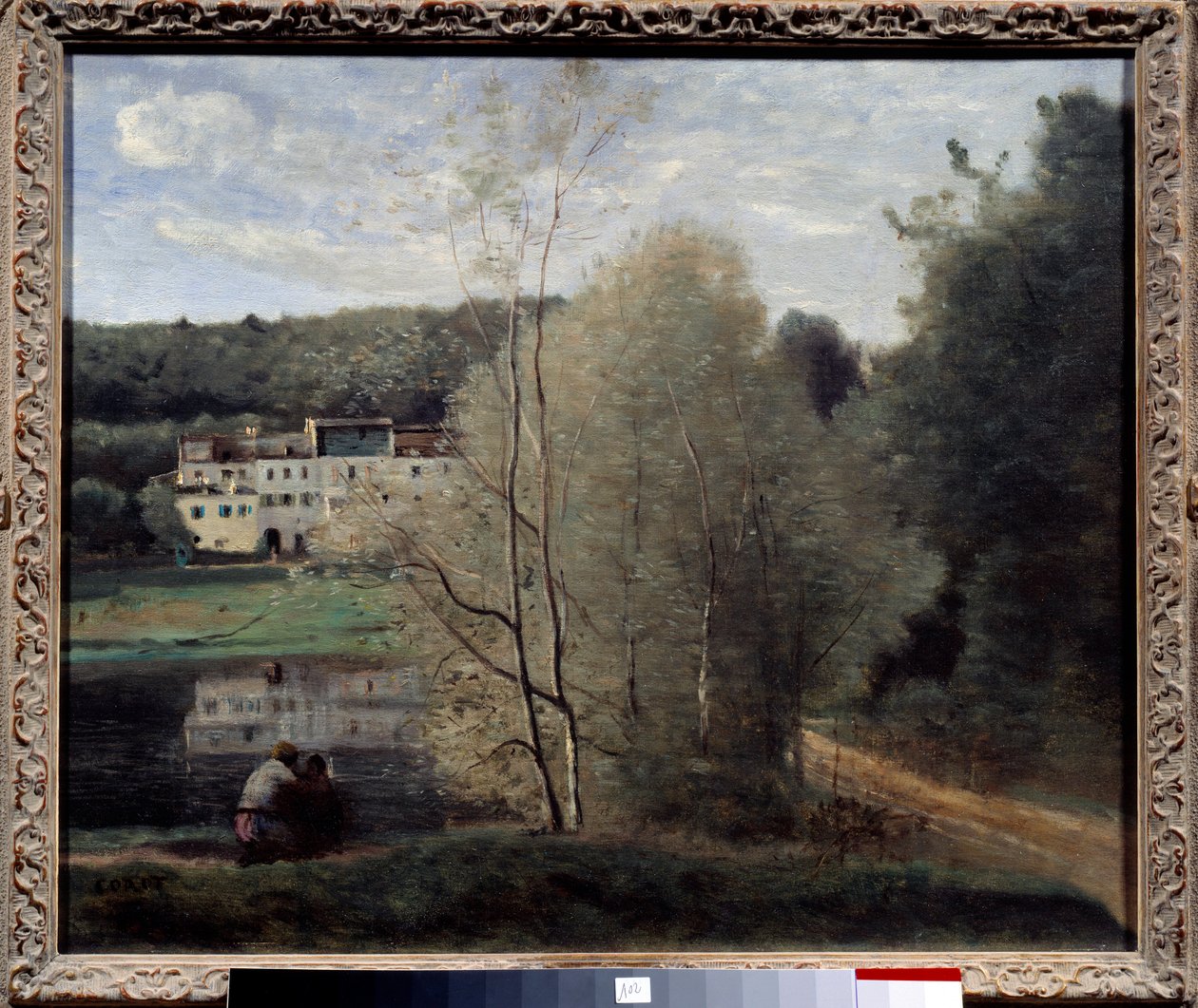 アヴレイ市の眺め、池と家のカバスード カミーユ・コロー（1796-1875）の絵画 1840年 デスモンズ、アートセンター 作： ジャン・バプティスト・カミーユ・コロー