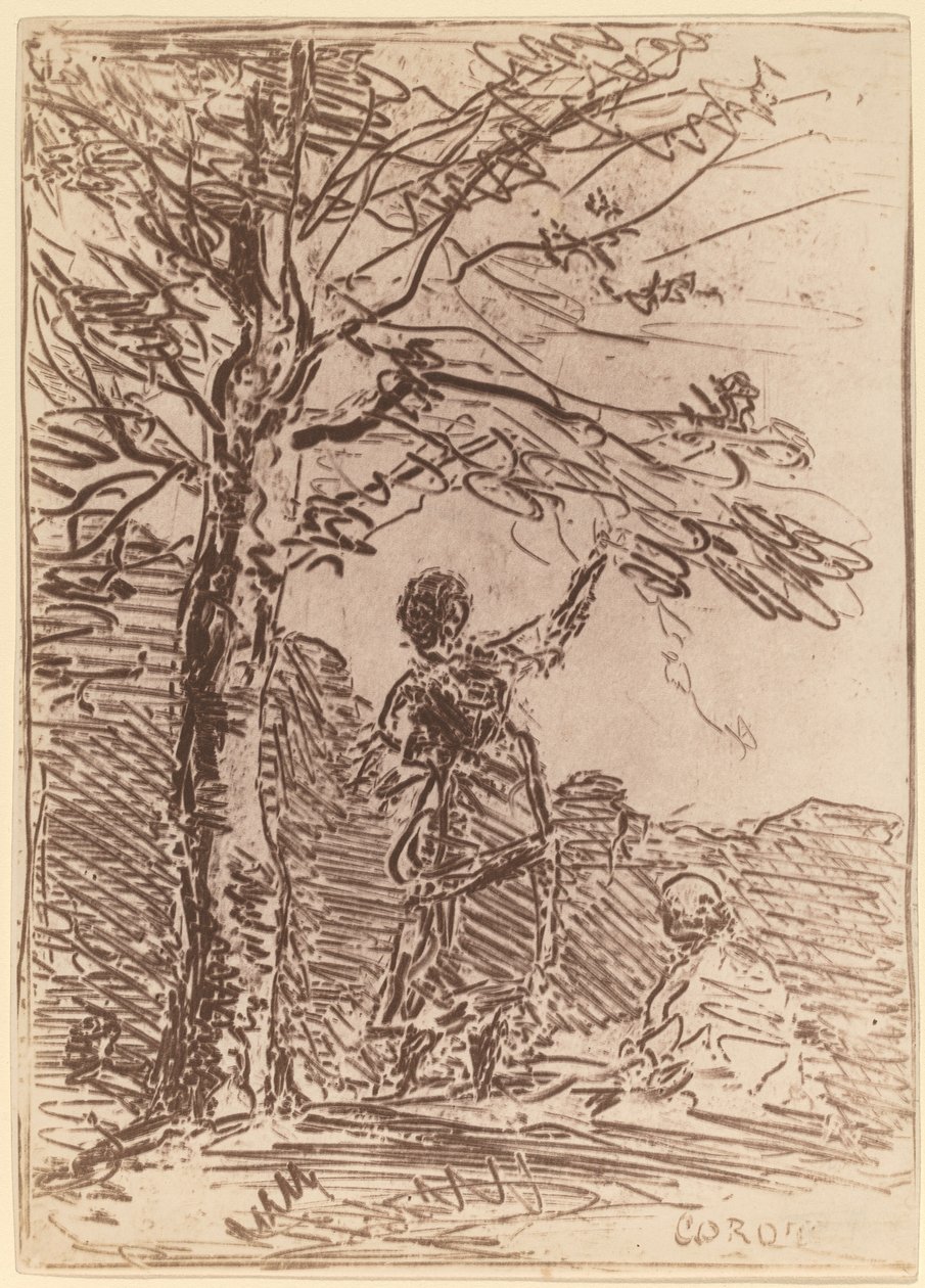 若い女性と死 La Jeune Fille et la Mort』1854年。 作： ジャン・バプティスト・カミーユ・コロー
