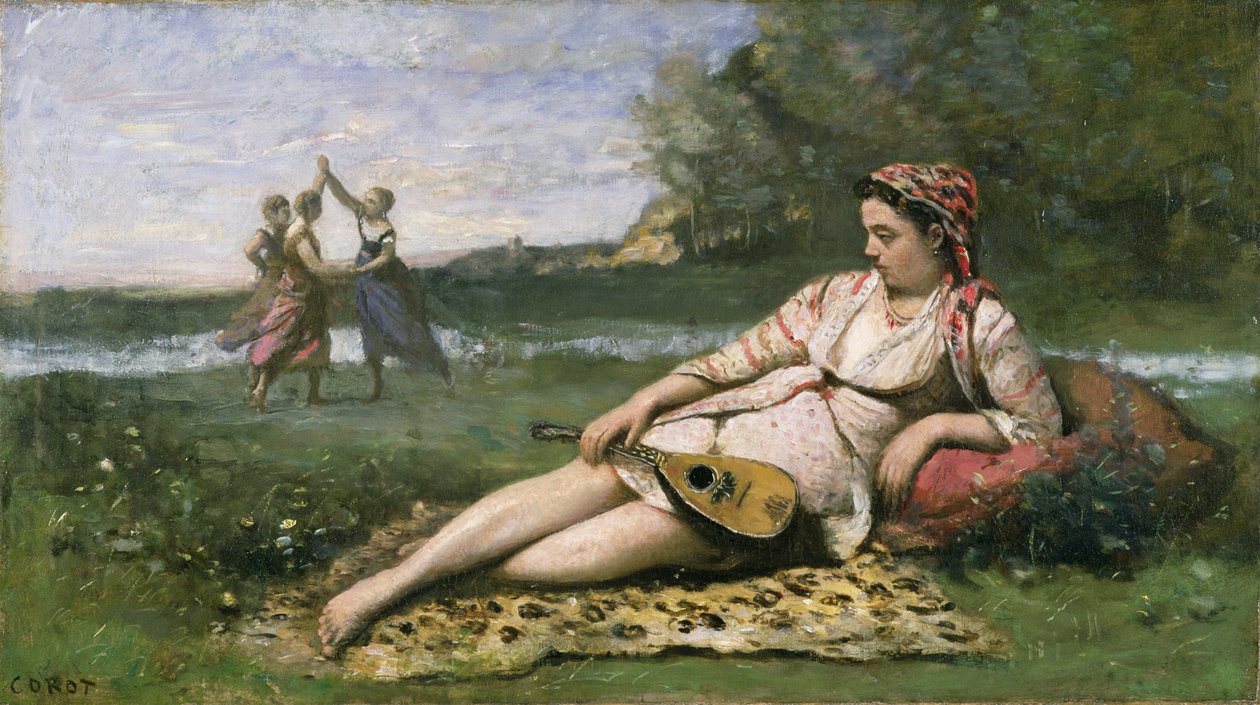 スパルタの若い女性（またはジプシーリクライニング）c.1868-70 作： ジャン・バプティスト・カミーユ・コロー