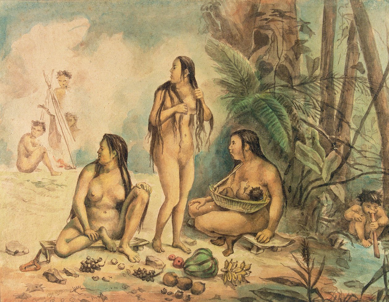カンタガロの先住民、1826年頃（紙に水彩）（177054も参照） 作： ジャン・バプティスト・デブレット
