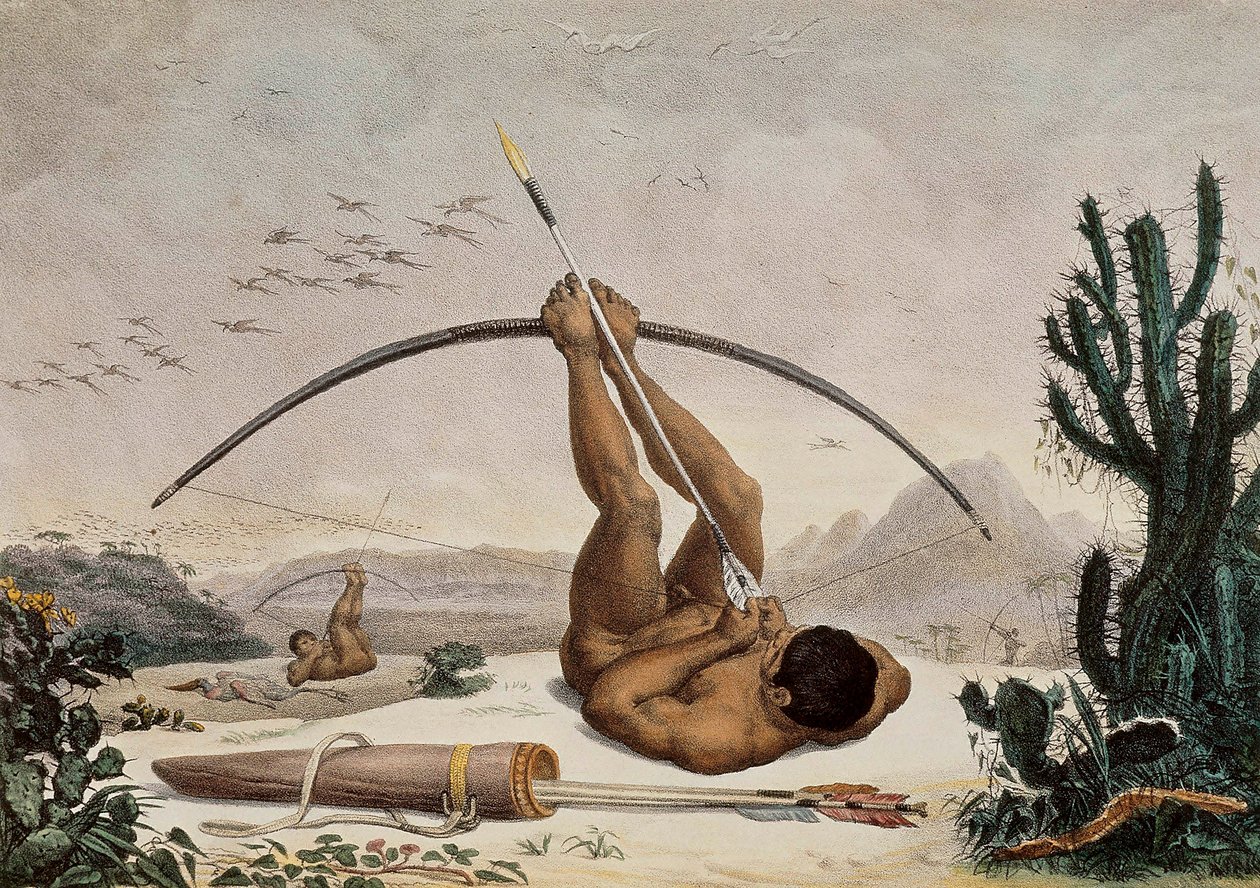 ネイティブアーチャー、ブラジルの内部の旅からのイラスト、1834 作： ジャン・バプティスト・デブレット