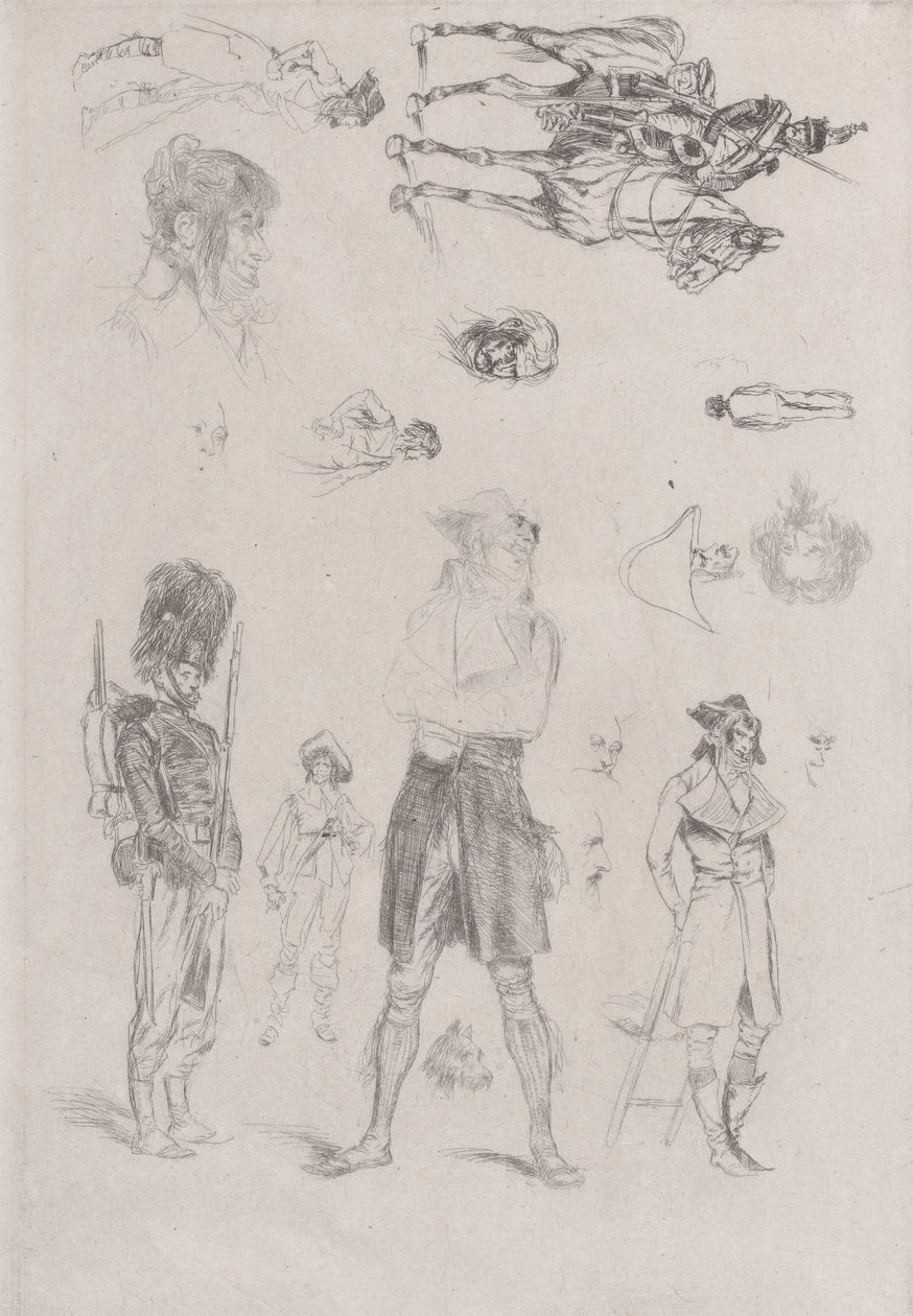 スケッチのシート スケッチのシート、1868 年。 作： ジャン・バプティスト・エドゥアール・ディテール