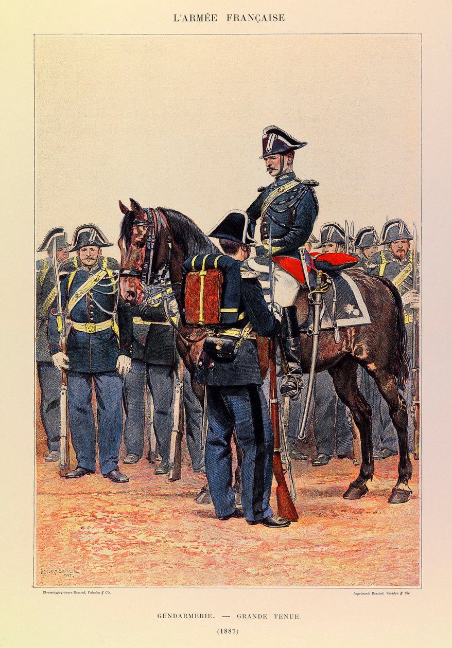 Edouard Detaille（1848-1912）が描いたジュール・リシャール大尉のフランス軍の種類と制服。1887年の盛装した国家憲兵隊、コレクション・パルティール 作： ジャン・バプティスト・エドゥアール・ディテール