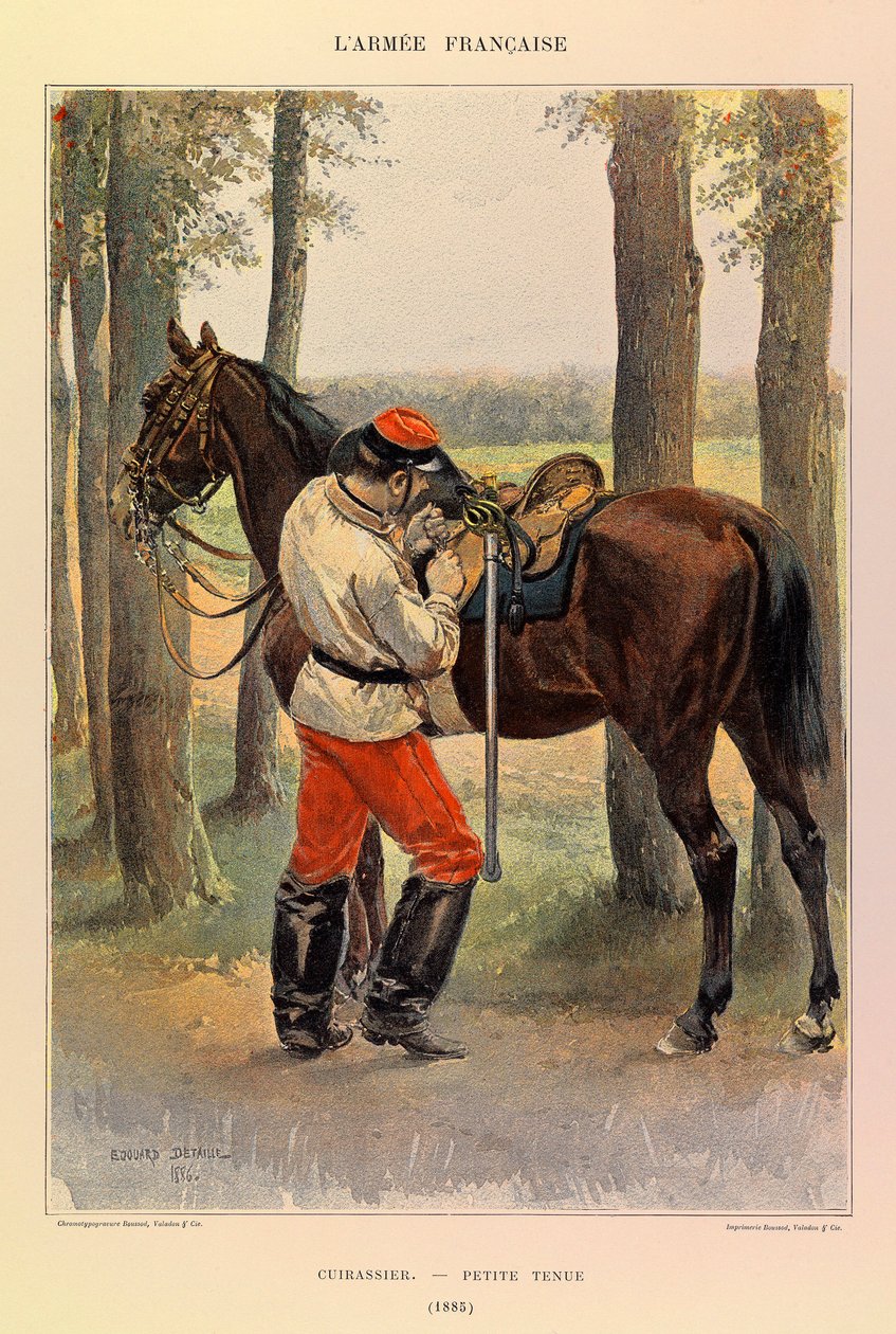 Edouard Detaille（1848-1912）が描いたジュール・リシャール大尉のフランス軍の種類と軍服。1885年、スモールドレスのキュイラッシェ、個人蔵 作： ジャン・バプティスト・エドゥアール・ディテール