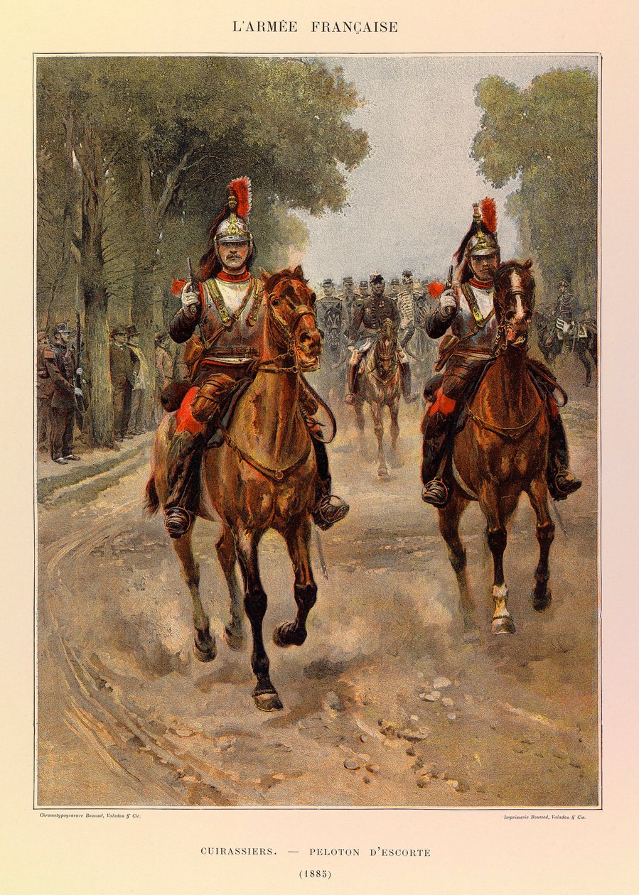 Edouard Detaille（1848-1912）が描いたジュール・リシャール大尉のフランス軍の種類と軍服。キュイラッシェ。1885年の護衛小隊、個人蔵 作： ジャン・バプティスト・エドゥアール・ディテール