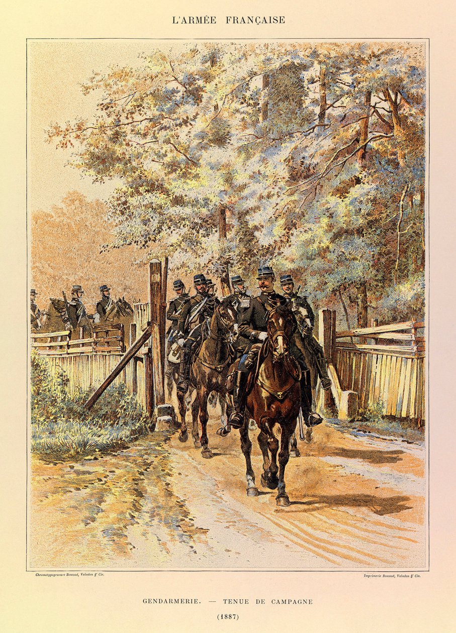 Edouard Detaille（1848-1912）が描いたジュール・リシャール大尉のフランス軍の種類と軍服。1887年の野戦服を着た国家憲兵隊、個人蔵 作： ジャン・バプティスト・エドゥアール・ディテール