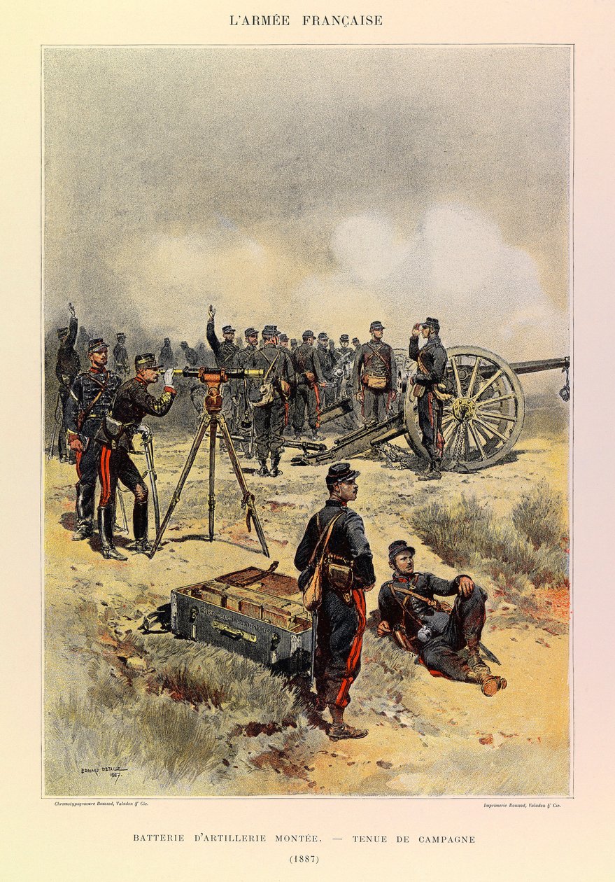 Edouard Detaille（1848-1912）が描いたジュール・リシャール大尉のフランス軍の種類と軍服。1887年、野戦服を着た砲兵隊、個人蔵 作： ジャン・バプティスト・エドゥアール・ディテール