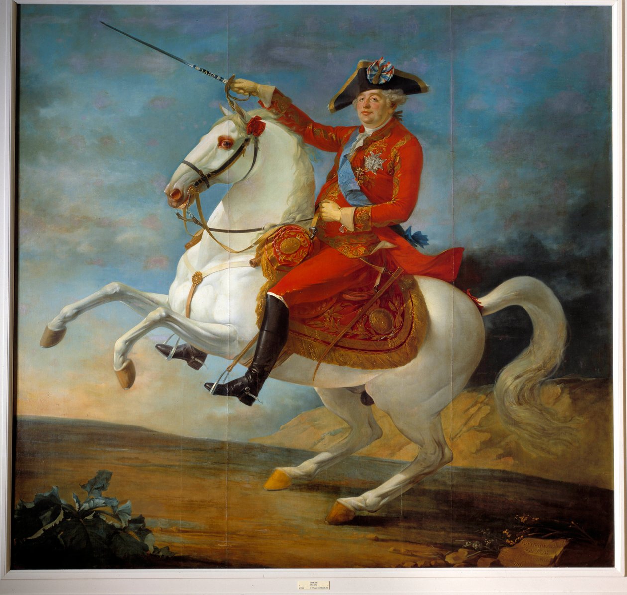 ルイ16世（1754年～1793年）の騎馬像。ジャン・フランソワ・カルトー（1751-1813）の絵画 作： ジャン・バプティスト・フランソワ・カルトー
