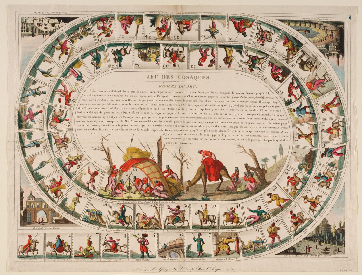 コサック ゲーム、1815 年 作： ジャン・バティスト・ジェンティ