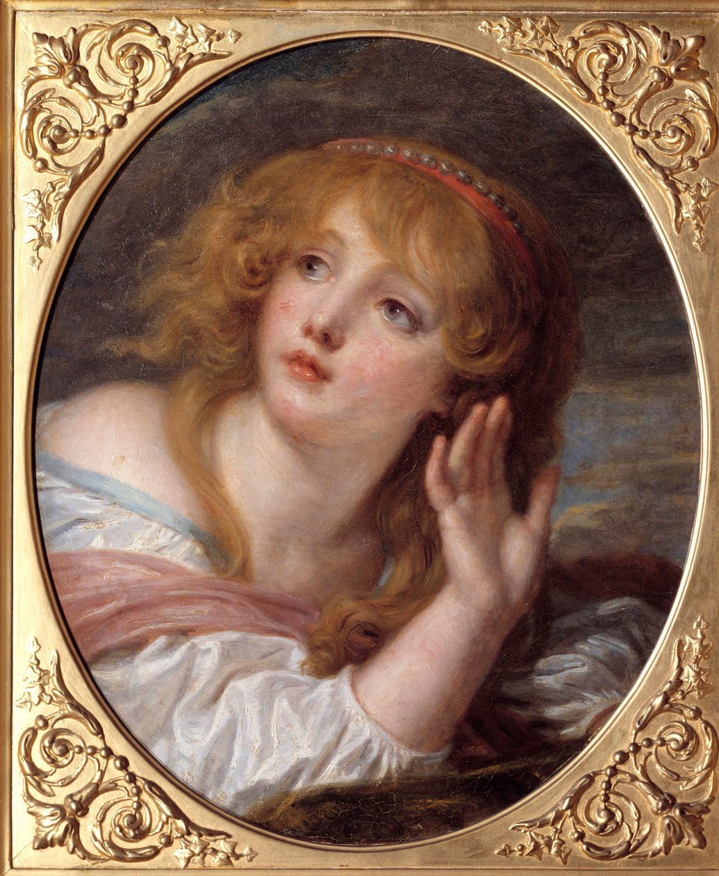 La surprise ジャン・バティスト・グルーズ（1725-1805）の絵画 18世紀 日。0,47x0,38 m シャンティ、コンデ美術館 作： ジャン・バプティスト・グレーズ
