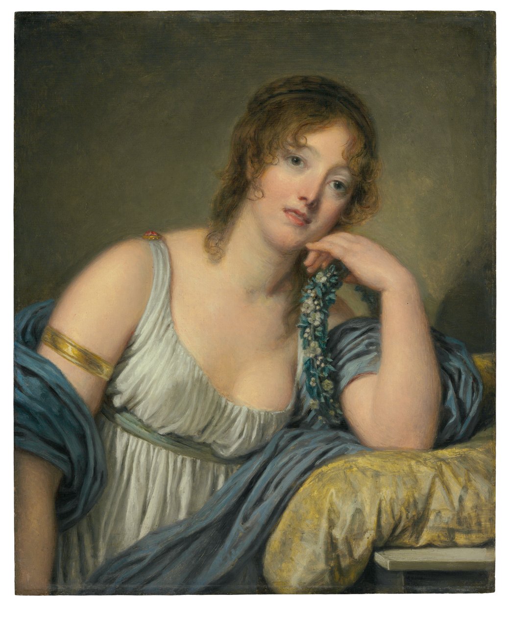 Jeanne Philiberte Ledoux（1767–1840）の肖像、ハーフレングス（パネルに油彩） 作： ジャン・バプティスト・グレーズ