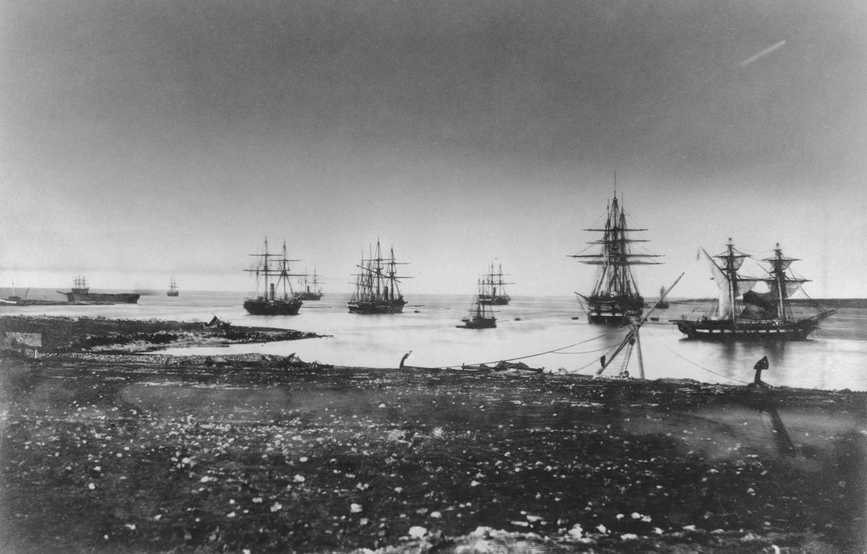 クリミア戦争、フランス艦隊、入港、1855 作： ジャン・バティスト・アンリ・デュラン・ブラジェ