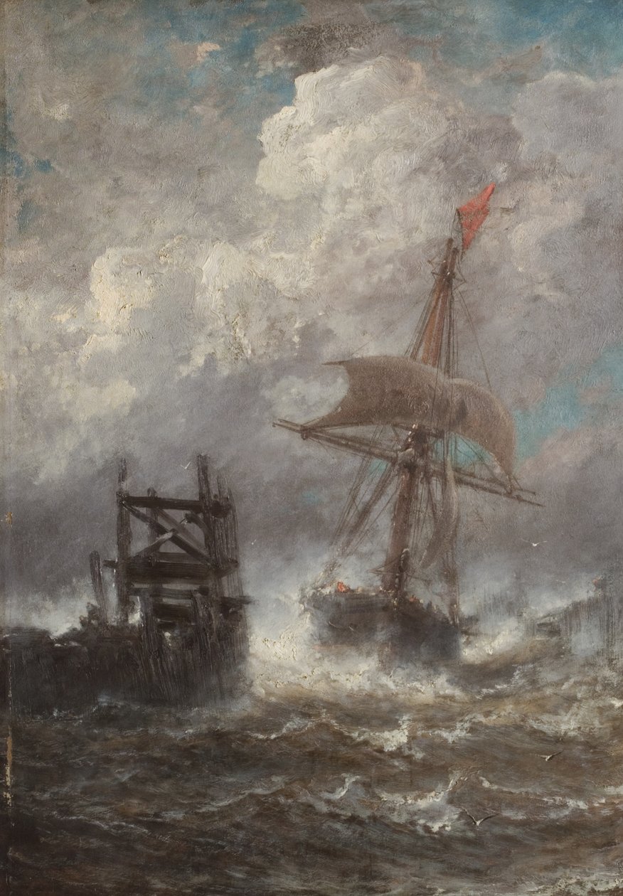船のある海景、1870 作： ジャン・バティスト・アンリ・デュラン・ブラジェ