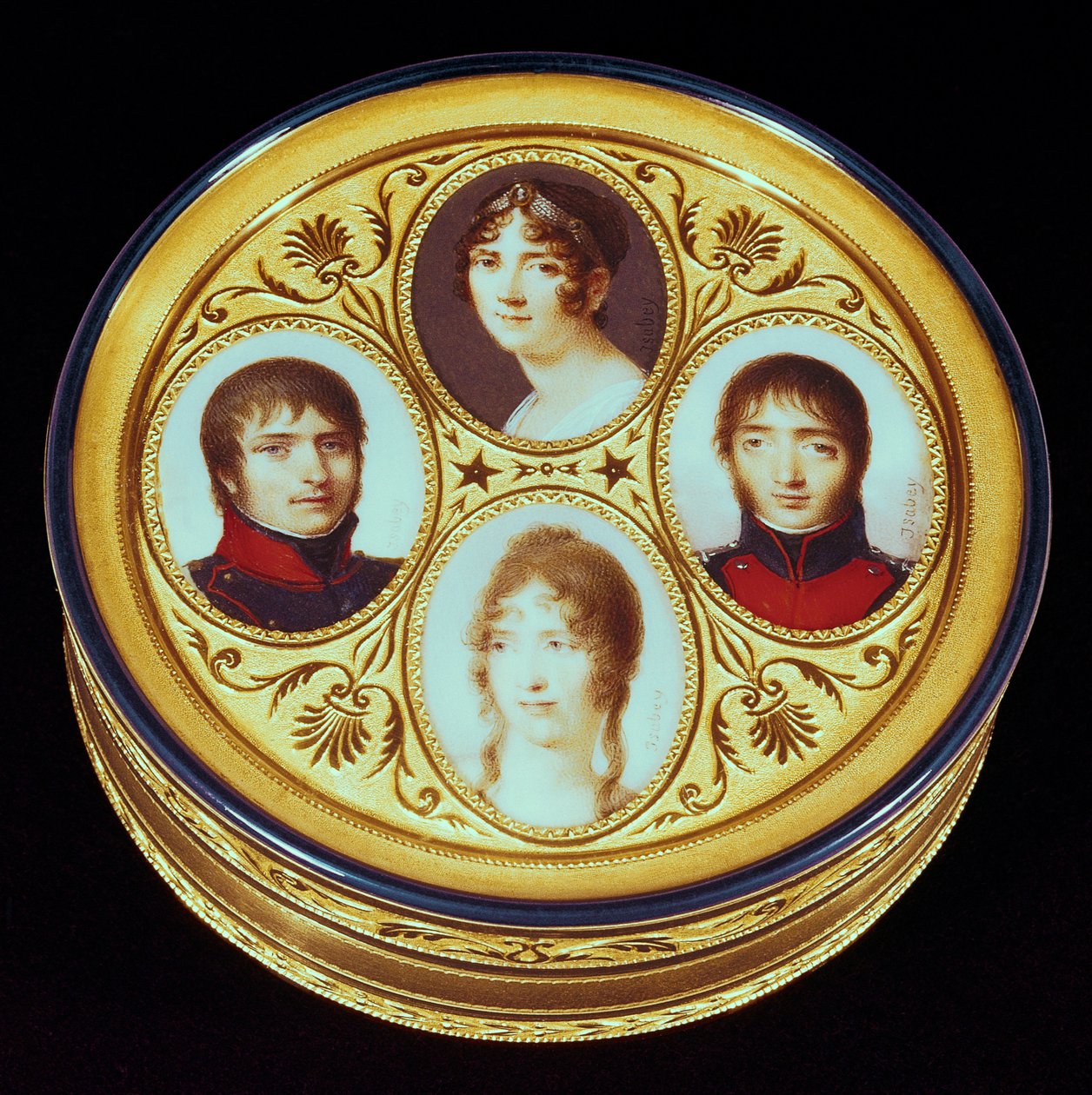 ボンジェニエール（ユージーン（1781-1824）オルテンス（1783-1837）、ジョセフィーヌボーハルネ（1763-1814）、ルイボナパルト（1778-1846）（金、象牙、エナメル）の肖像画） 作： ジャン＝バティスト・イザベイ