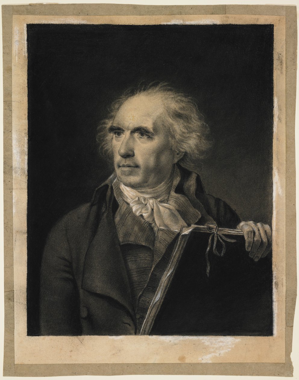 Hubert Robertの肖像、c.1798-99（白黒チョーク） 作： ジャン＝バティスト・イザベイ