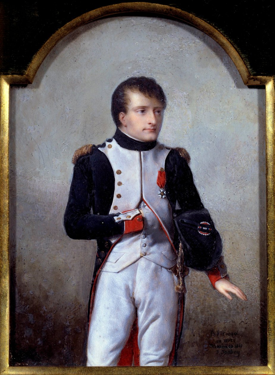 ナポレオン・ボナパルト（1769-1821）の肖像 1802年初代領事 ジャン・バティスト・イサベイ（1767-1855）による絵画 1841年、象牙に油絵 作： ジャン＝バティスト・イザベイ