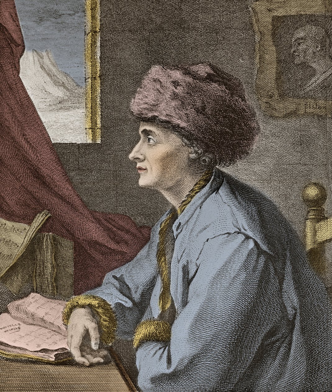 Jean Jacques Rousseau フランスの作家および 1765 年にヌフシャテルで哲学者 J.B. ミシェルによって刻まれた - ジャン ジャック ルソー (ジャン ジャック) の肖像画 J.B. ミシェルによる 1765 年のヌフ シャテルの彫刻 作： ジャンバティストミシェル