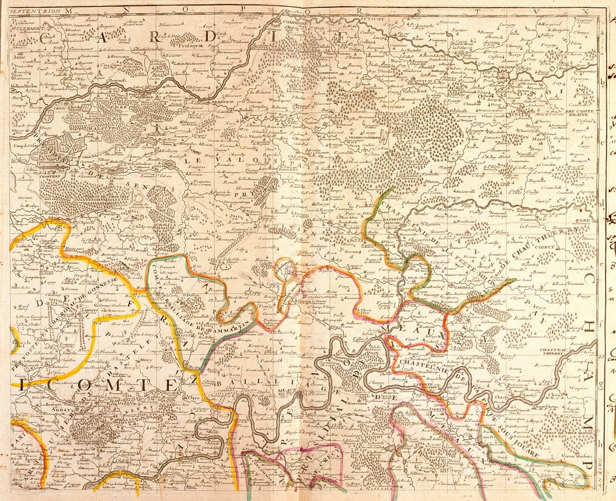 イル・ド・フランスの北東部の地図 作： ジャン・バプティスト・ノーリン