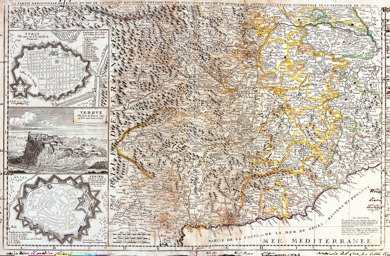 イタリア・サヴォイ公爵家南領地図（エングレーヴィング