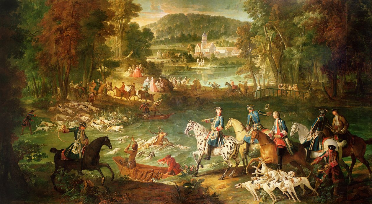 1734年以前のコンピエーニュの森のサンジャン池での狩猟 作： ジャン・バプティスト・オードリー