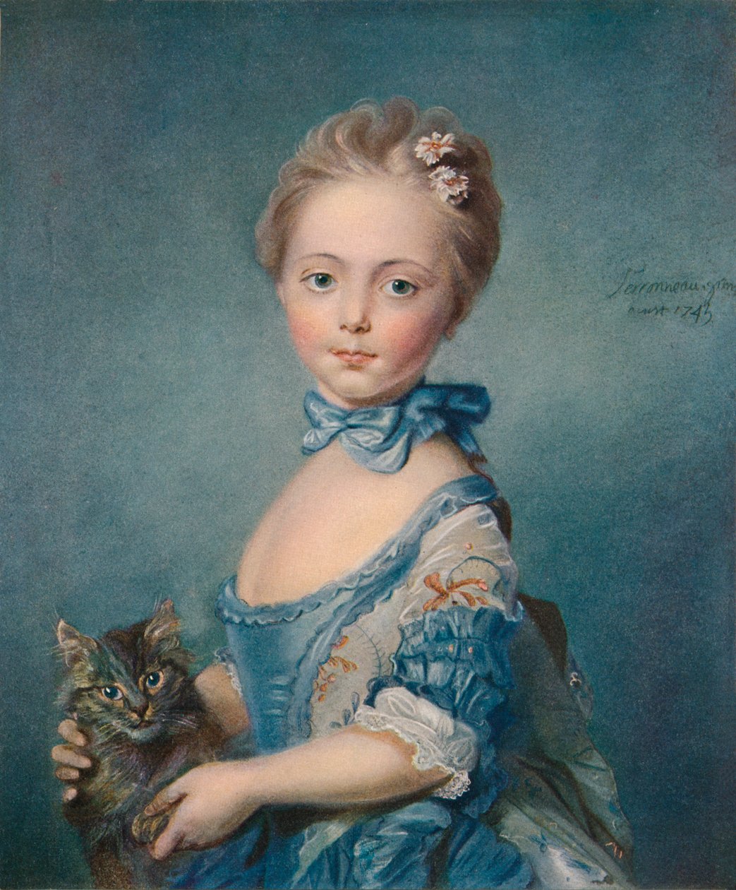 子猫を持つ少女、1743年、1902年 作： ジャン＝バティスト・ペロノー
