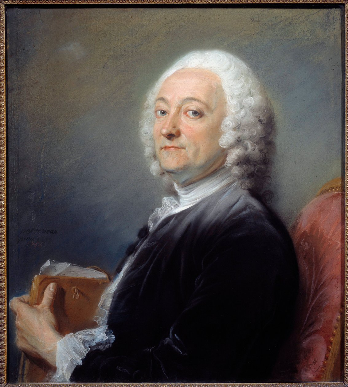 画家ユベール・ドルーエ（1699-1767）の肖像 ジャン・バティスト・ペロノー（Jean Baptiste Perronneau）（1715-1783）のパステル画 1754 Sun:0,64x0,57 m Orleans, musee des Beaux Arts - 画家ユベール・ドルーエ（1699-1767）の肖像。パステル画のイ 作： ジャン＝バティスト・ペロノー
