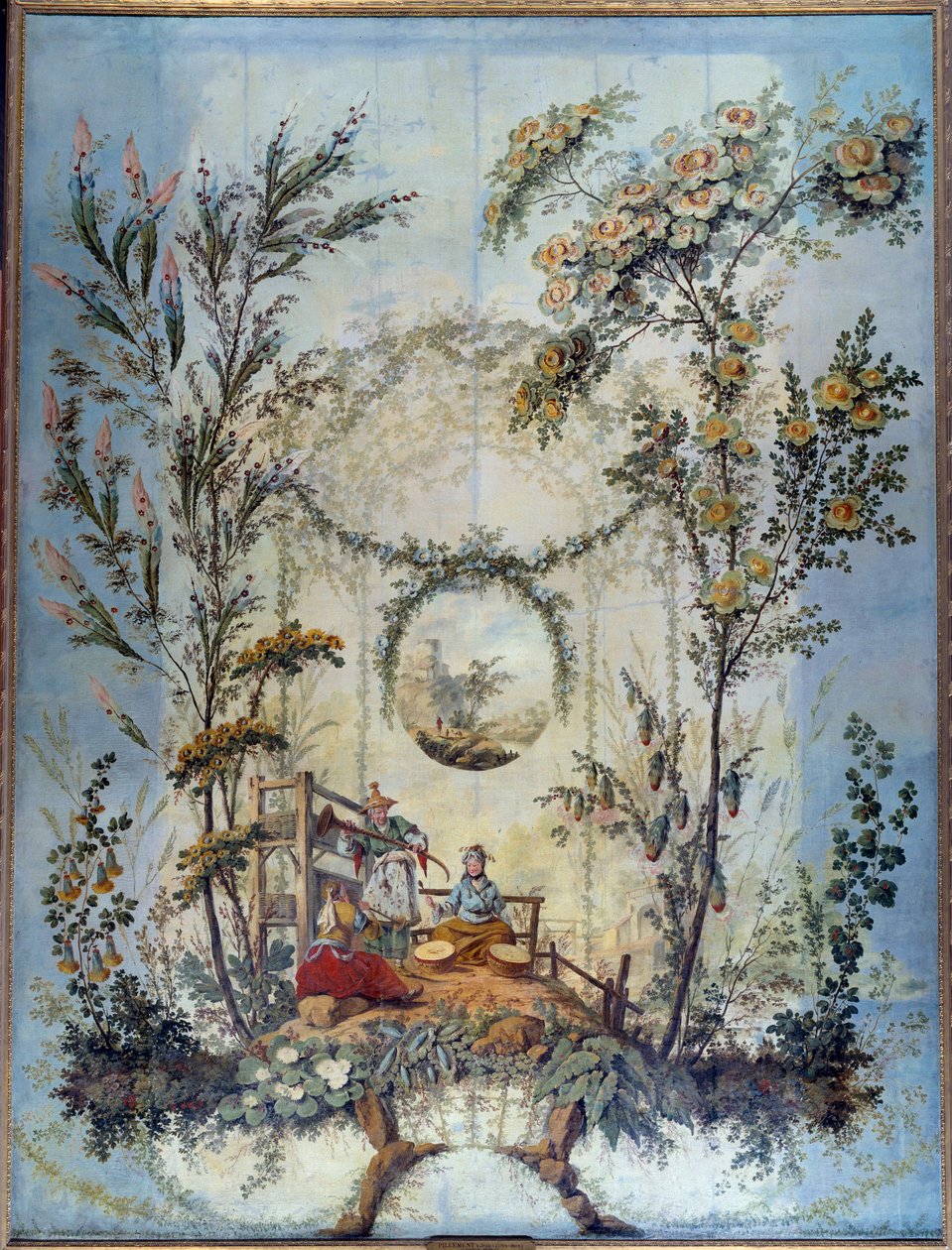 シノワズリ。ジャン・ピルマン（1728-1808）が指示した中国の風景を描いた装飾パネル。 作： ジャン・バプティスト・ピレメント