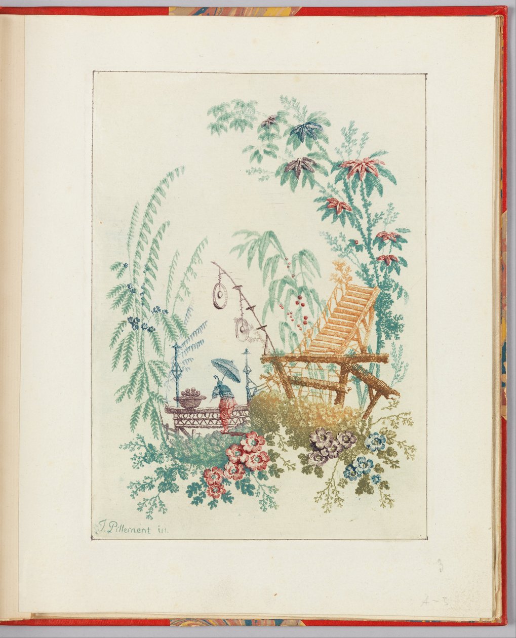 ジャン・ピルマンが考案・デザインした "Nouvelle suite de arabesques chinois a l use des des des dessinateurs et des peintres", No.1の装飾図案。アン・アレンによるエングレーヴィング。 作： ジャン・バプティスト・ピレメント