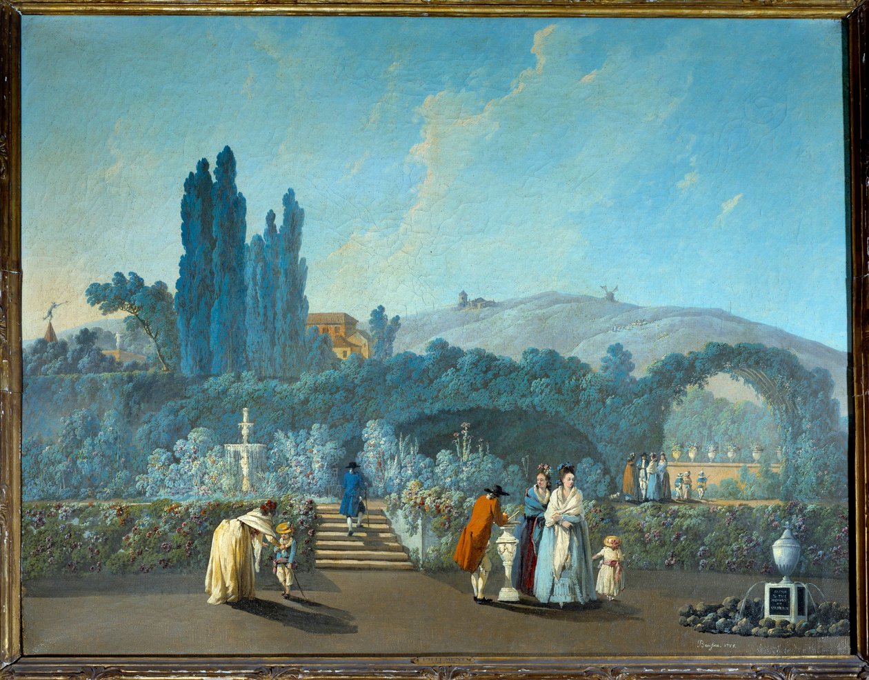 1785年のリスボンのベンフィカの庭園の眺め ジャン・ピルマン（1728-1808）による水彩画 1785年 パリ、装飾美術 作： ジャン・バプティスト・ピレメント