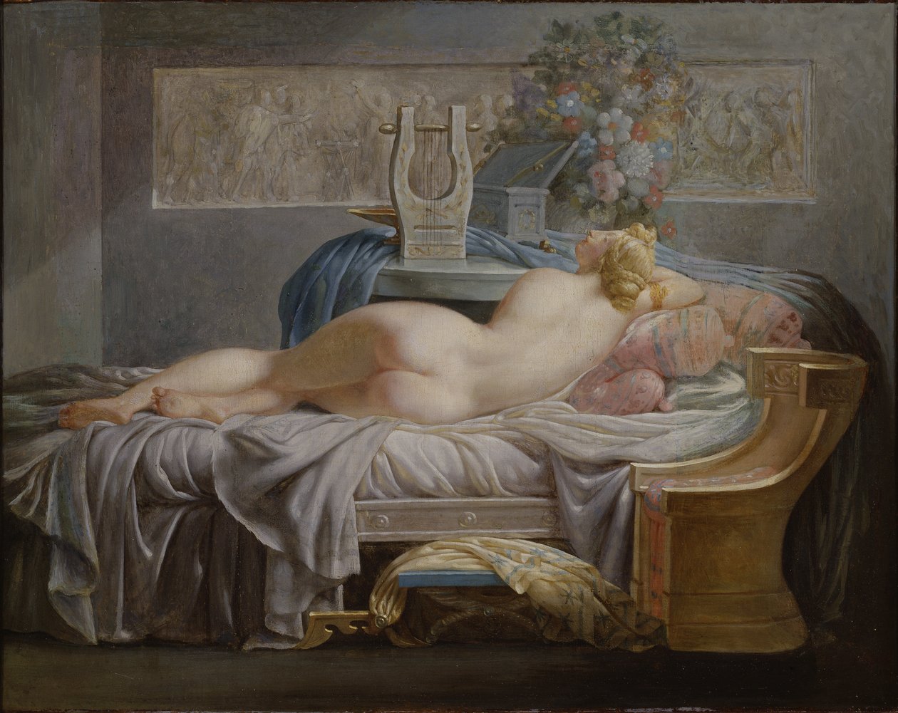Sappho (630-580 BC) - Regnault, Jean Baptiste (1754-1829)による「サッポー」。油彩・キャンバスサイズ：42x53cmストックホルム国立博物館 作： ジャン＝バプティスト・レグノー