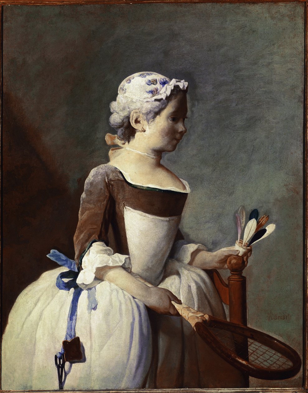 ラケットと羽根を持つ少女」（油彩・キャンバス、1737年頃 作： ジャン・バプティスト・シメオン・シャルダン