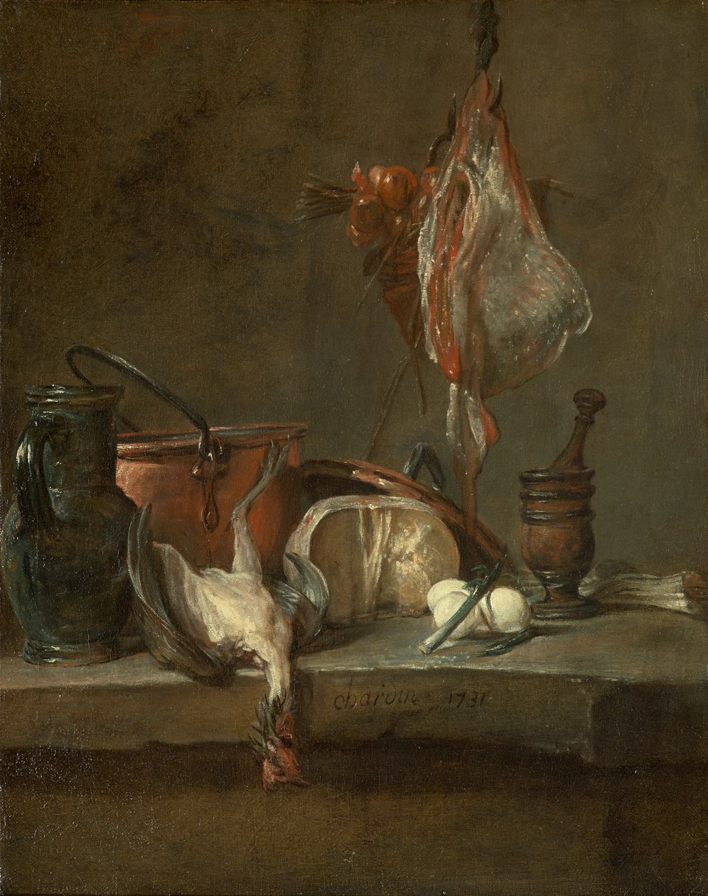 エイとタマネギの籠のある静物、1731年
