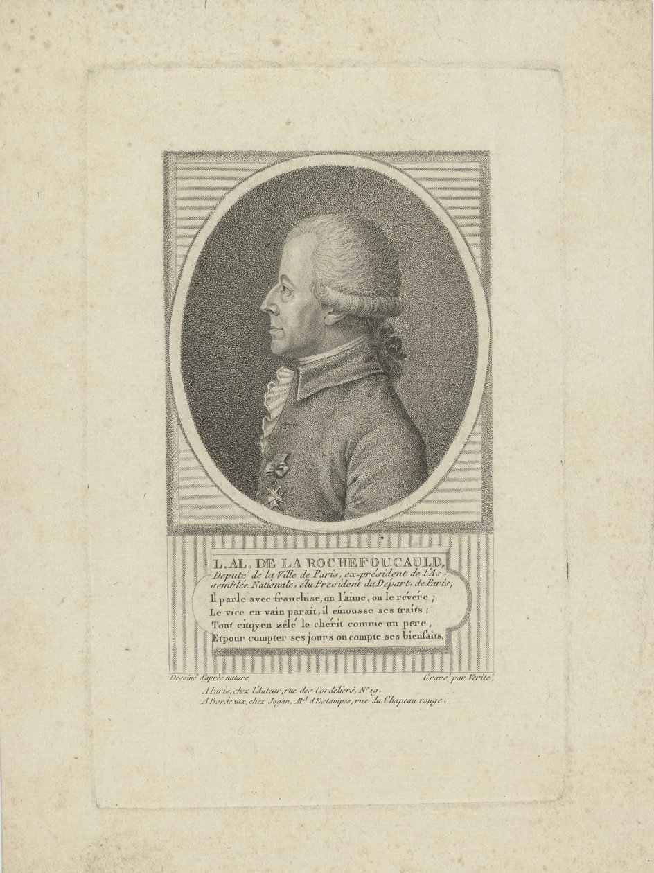 Louis-Alexandre de La Rochefoucauld、Duc dEnville 1743-1792、1790年代。 作： ジャン・バプティスト・ベリテ