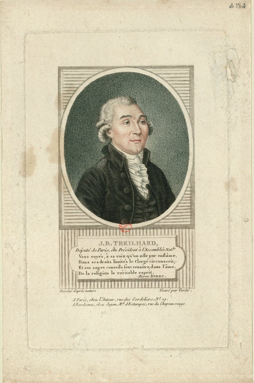 Jean-Baptiste Treilhard 1742-1810の肖像、c。 1790年。 作： ジャン・バプティスト・ベリテ